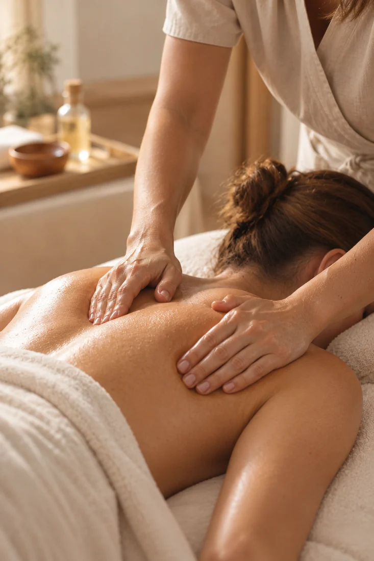 Massage relaxant dans un spa chaleureux Massage manuel du dos